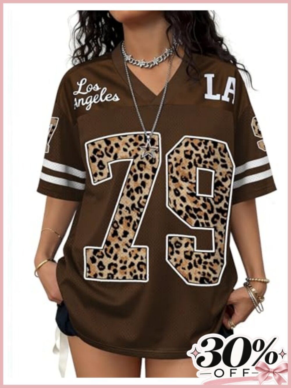Oversized Soccer Jersey V-Neck Short Sleeve Graphic T-Shirt Women Y2K Streetwear